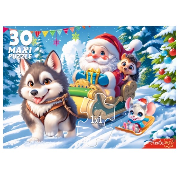 Mакси-пазлы 30 элементов "Хаски и Дед Мороз" Mакси-пазлы 30 элементов "Хаски и Дед Мороз"