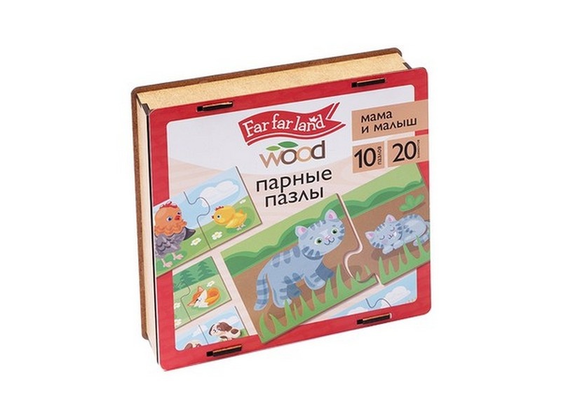 Пазлы из дерева. Парные "Мама и малыш" 20 эл Far far land Wood Пазлы из дерева. Парные "Мама и малыш" 20 эл Far far land Wood