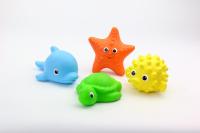 Набор игрушек из ПВХ для купания "Дельфин, Морская Звезда, Морской Еж, Черепашка"