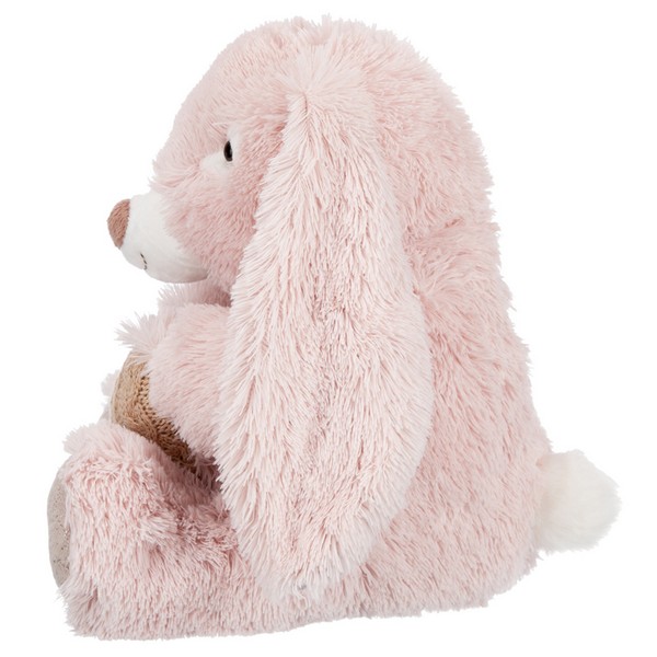Заяц нежно-розовый с сердцем, 25 см