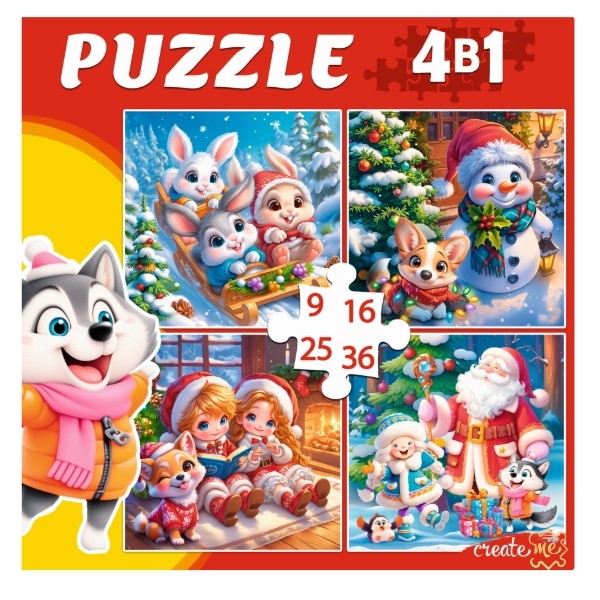 Пазлы 4 В 1. Зимний праздник (9,16, 25, 36 эл.)