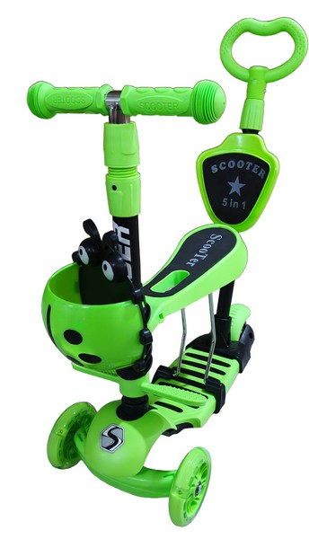 Самокат трехколесный Slider с ручкой управления, колеса светящиеся