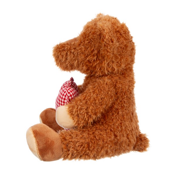 Мишка коричневый с сердцем, 19 см