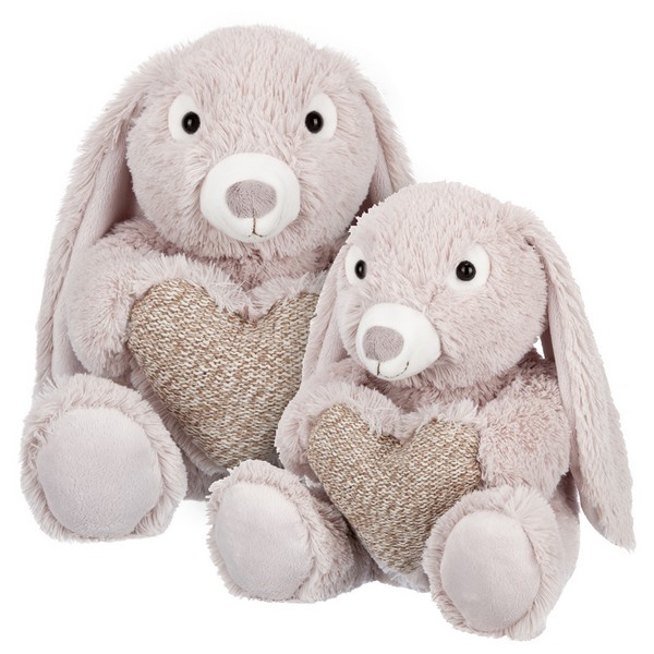 Заяц бежевый с сердцем, 15 см