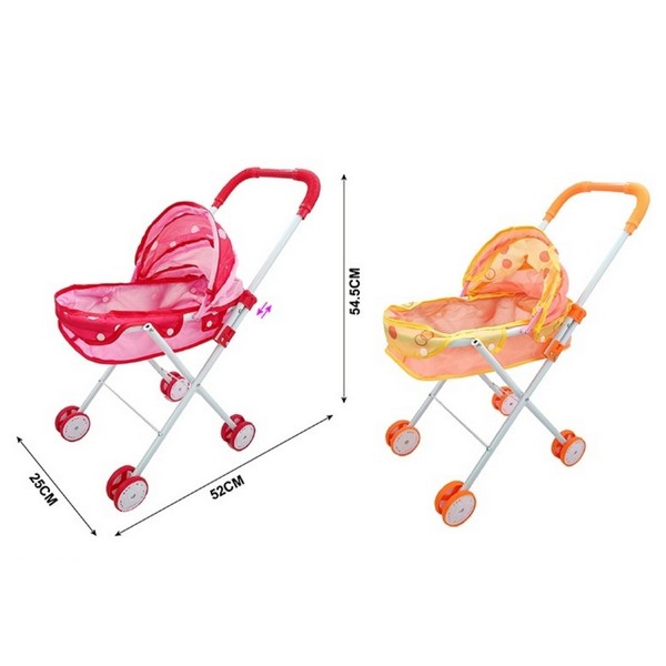 Коляска-люлька для кукол, пластиковая, размер: 25*52*54,5 см, 2 цвета в ассортименте