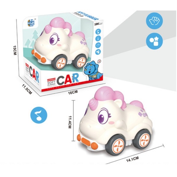 Машинка "Единорожка" с инерционным механизмом, световые и звуковые эффекты, размер: 11,4*14,1 см