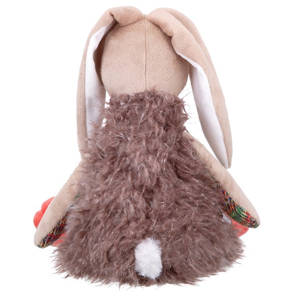 Мягкая Игрушка RELANA, Зайка в меховом костюме с вязанными деталями, 27 см