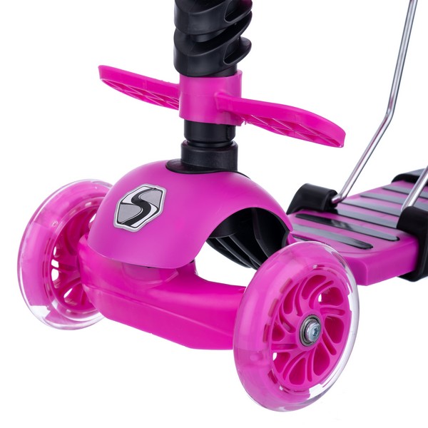 Самокат трехколесный Slider с ручкой управления, колеса светящиеся