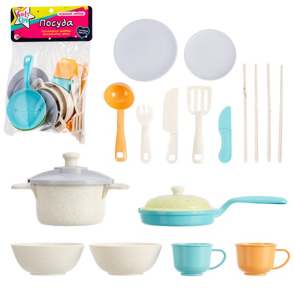 Набор Girl's Club "Посуда", 17 предметов, органические материалы Набор Girl's Club "Посуда", 17 предметов, органические материалы