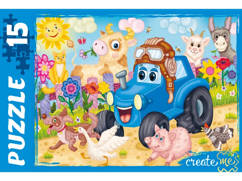 Макси-пазлы 15 элементов "Весёлый трактор № 6"