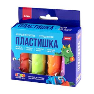 Пластишка. Тесто для лепки неоновое 4 цв по 30 гр (коробка с вырубным окном)