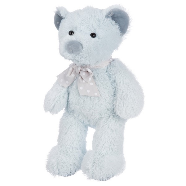 Мишка светло-мятный с бантиком, 24 см