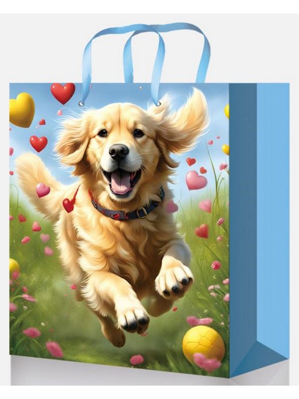 Optima Пакет подарочный с глянц.лам. 18x23x8 см (М) Золотистый ретривер