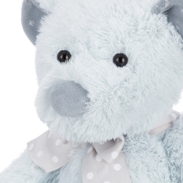 Мишка светло-мятный с бантиком, 19 см