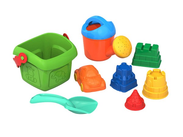 Набор для песка №136 (ведерко ШКД17, совочек мал.Шкода, 4 формочки "Башенки", леечка 144, мини Ашка)