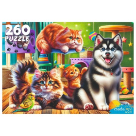 Пазлы 260 элементов. Дружные домашние животные