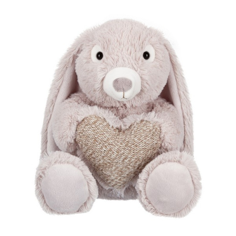 Заяц бежевый с сердцем, 15 см