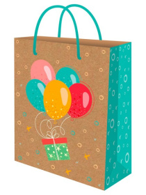 Пакет подарочный из крафт-бумаги 18x23x10см (craftM) Праздничное настроение, 130г (соб.раз)