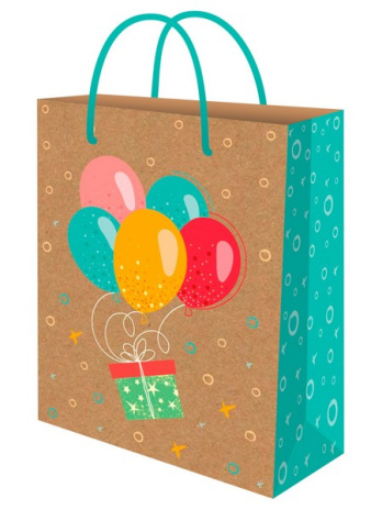 Пакет подарочный из крафт-бумаги 18x23x10см (craftM) Праздничное настроение, 130г (соб.раз)