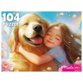 Пазлы 104 элемента. ДЕВОЧКА С ЛЮБИМОЙ СОБАКОЙ