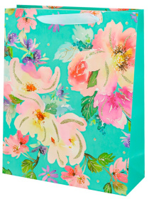 Dream cards Пакет подар. с мат.лам.и глит. (12 шт в наборе) 26*32*10см(L), Цветы на ветру