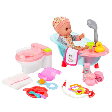 Набор "Girl's Club" "Маленькая мама", пупс 30 см, туалет (свет, звук), ванна с водой, аксессуары