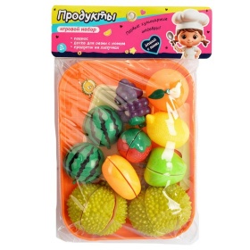Набор "Продукты", для резки на липучках, поднос, ножик, доска Набор "Продукты", для резки на липучках, поднос, ножик, доска