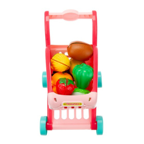 Набор "Продукты Girl's club" тележка (25*21*15,5 см), продукты на липучках, доска для резки