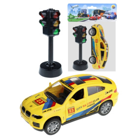 Машинка инерционная в наборе со светофором.Открыв. двери 16.5х5х21 см, жёлтый, в пакете