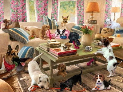 3D Puzzle-500 "Собаки в гостиной" Giordano