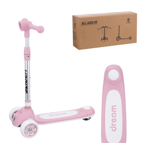 Самокат трехколесный Slider, светящиеся колёса и платформа, руль складной с фонариком