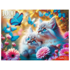 Пазлы 1000 элементов "Котята и бабочки"