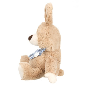 Зайчик с голубым бантиком в клетку, 25 см