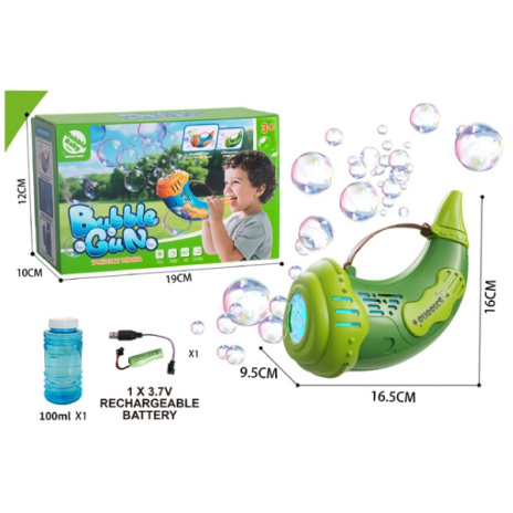 Мыльные пузыри "Горн", световые и звуковые эффекты, USB зарядное устройство, размер: 9,5*16,5*16 см
