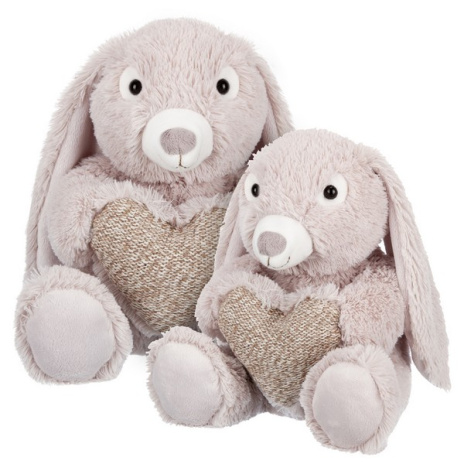 Заяц бежевый с сердцем, 25 см