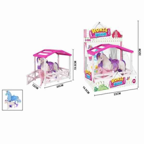 Набор "Конюшня" лошадка с жеребенком, стойло, размер: 12*20*19,5 см