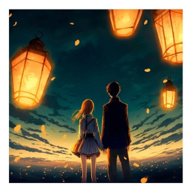 Алмаз. мозаика (класс.) 20х20 см, на картоне, с част. заполн. (18цв) Фонарики в небе