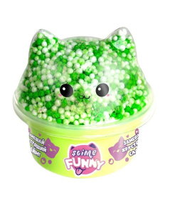 Игрушка для детей модели Funny Slime, слайм с вложениями, котенок, в банке