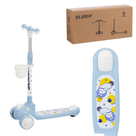 Самокат трехколесный Slider, колеса светящиеся, руль складной