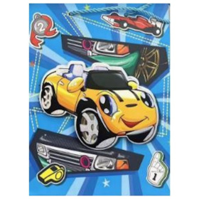 Dream Cards Пакет подарочный мат.лам,глиттер,3Dэл.(12 шт в наборе)18х23х10см(М), Желтая машинка,в пл