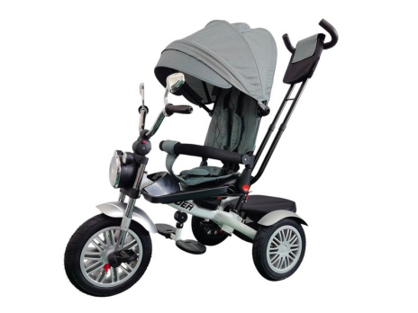 Велосипед трехколесный SLIDER, надувные колёса 12 и 10", фара, корзинка, сумочка