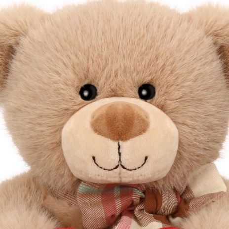 Мишка бежевый с сердцем, 19 см