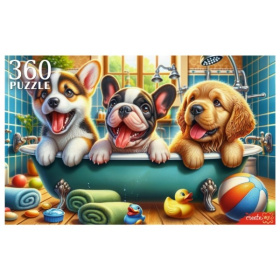 Пазлы 360 элементов. Щенки в ванной