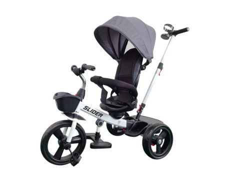 Велосипед трехколесный SLIDER, колёса EVA 12 и 10", фара, корзинка, сумочка Велосипед трехколесный SLIDER, колёса EVA 12 и 10", фара, корзинка, сумочка