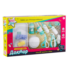 Набор Girl's club "Доктор": более 10 предметов, одонтоскоп (свет), ирригатор (вода)