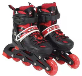 Ролики раздвижные красные, колеса PU 64 мм р-р S, 31-34,  в сумке