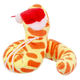 Мягкая Игрушка RELANA, Змейка оранжево - желтая в красном колпаке, 30 см Мягкая Игрушка RELANA, Змейка оранжево - желтая в красном колпаке, 30 см