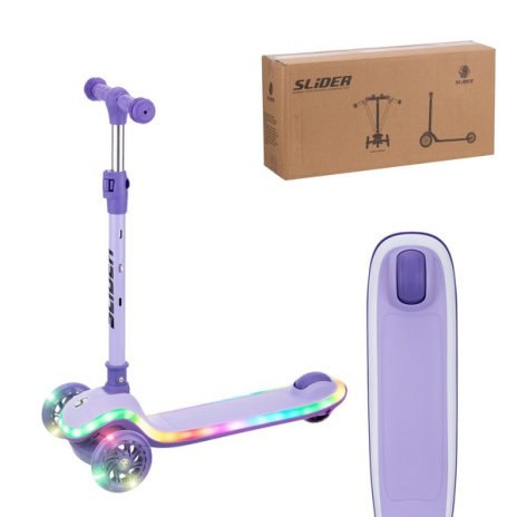 Самокат трехколесный Slider, светящиеся полиуретановые колёса и платформа, руль складной