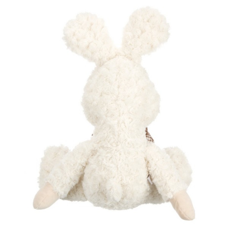 Зайчик белый с коричневым бантиком в клетку, 30 см