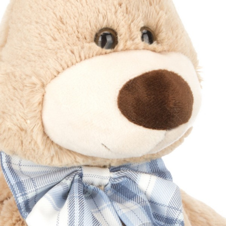 Зайчик с голубым бантиком в клетку, 25 см